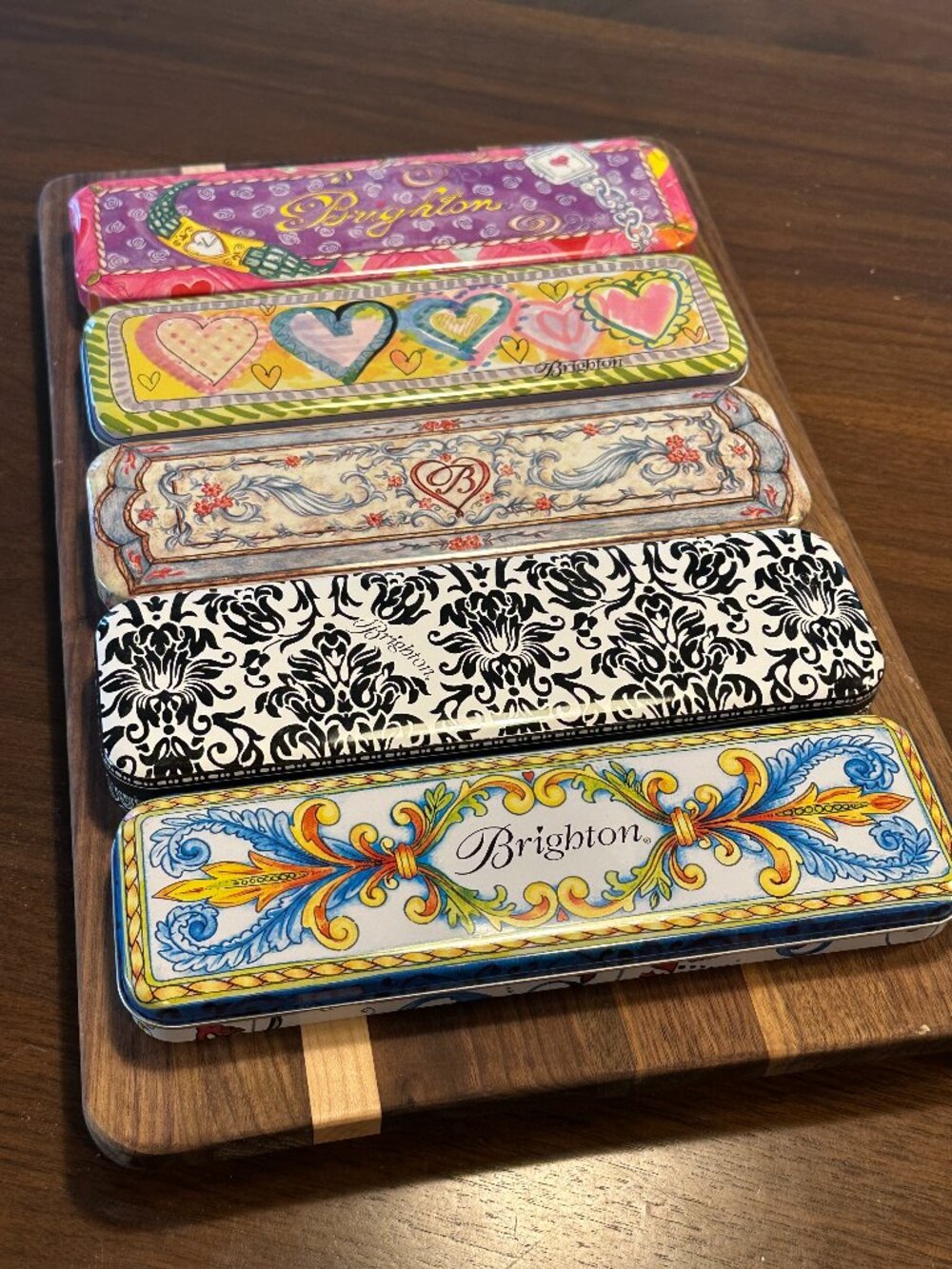 Set of FIVE (5) Brighton Jewelry Bracelet or Watch Tins-Empty